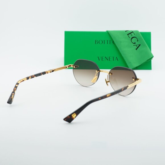 Bottega Veneta BV1379S 003 Square Sunglasses - Shiny Gold\\Gradient Brown main image 9